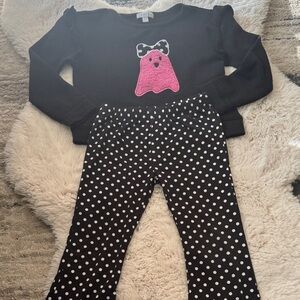 BTween 4T Black and Pink Kids Set with Polka Dots